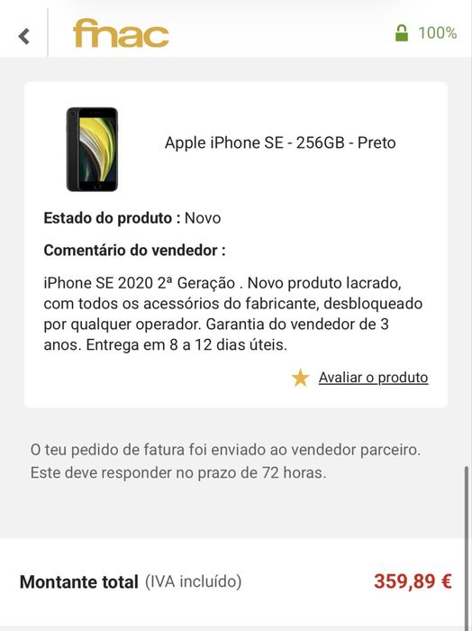 Apple iPhone SE Preto 256GB (2.ª geração)