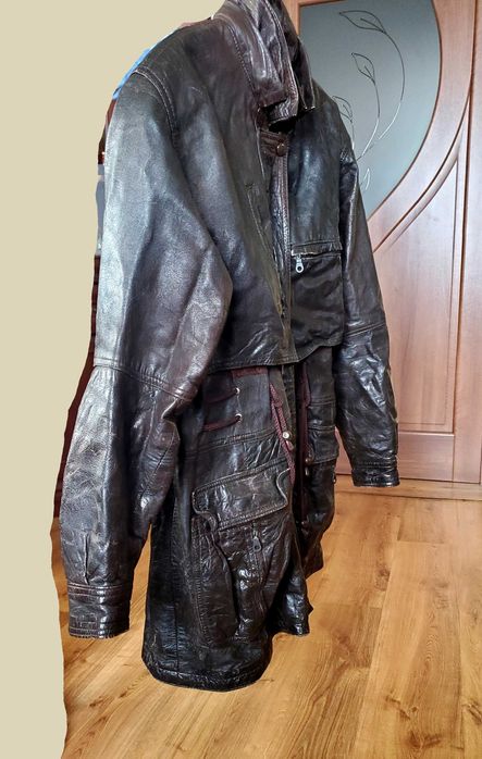 Вінтажна шкіряна жіноча куртка XL парка 90-их | Made in Italy