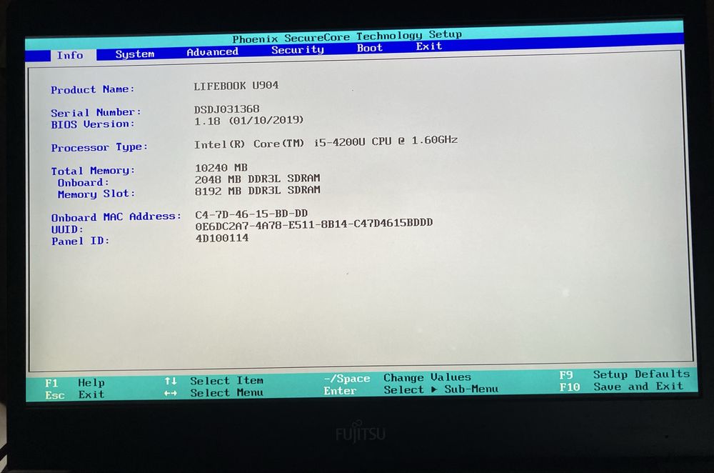 Laptop Fujitsu Lifebook U904