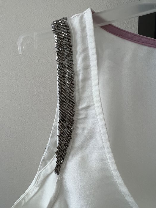 H&M biały top na ramiączkach luźny old money style  r. S