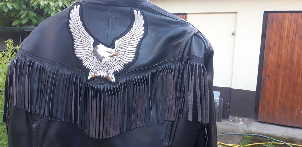 Kurtka motocylkowa z frędzlami skóra 48 roz.