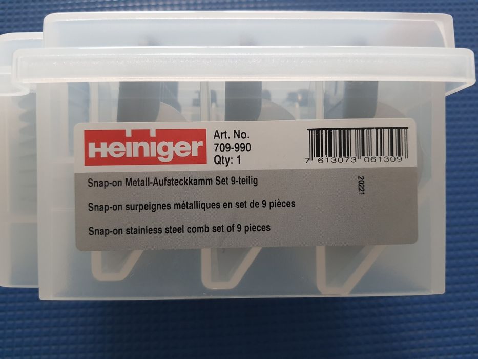Heiniger Snap-On - zestaw 9 nasanasadek w kasetce sprzęt groomerski