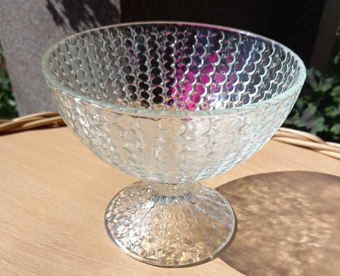 Cukiernica pucharek jeż morski Ząbkowice szkło PRL