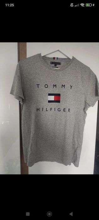 Szary klasyczny t-shirt bawełniany Tommy Hilfiger M
