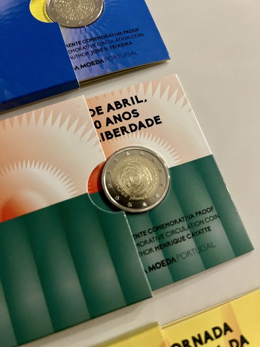 5 moedas proof de diferentes anos de Portugal