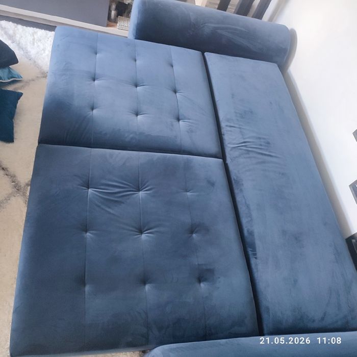 Kanapa rozkładana sofa granat welur