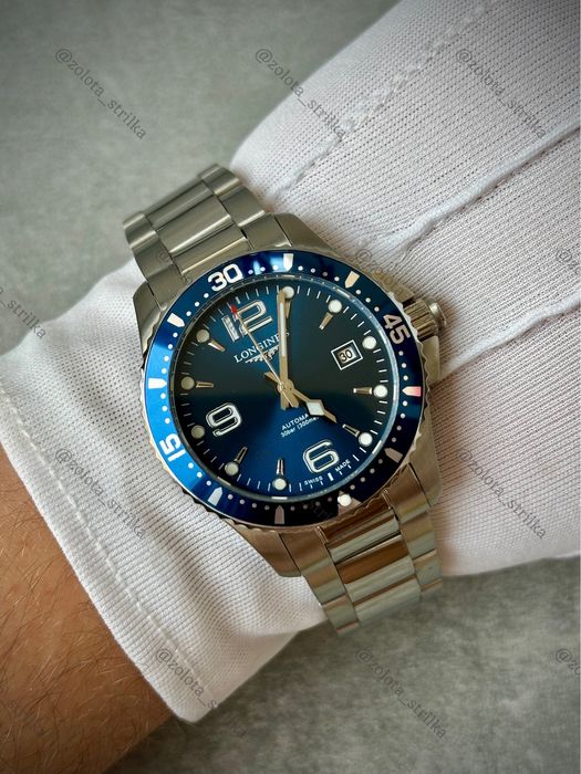 Чоловічий годинник дайвер LONGINES HYDROCONQUEST L3.841.4.96.6 41/44мм
