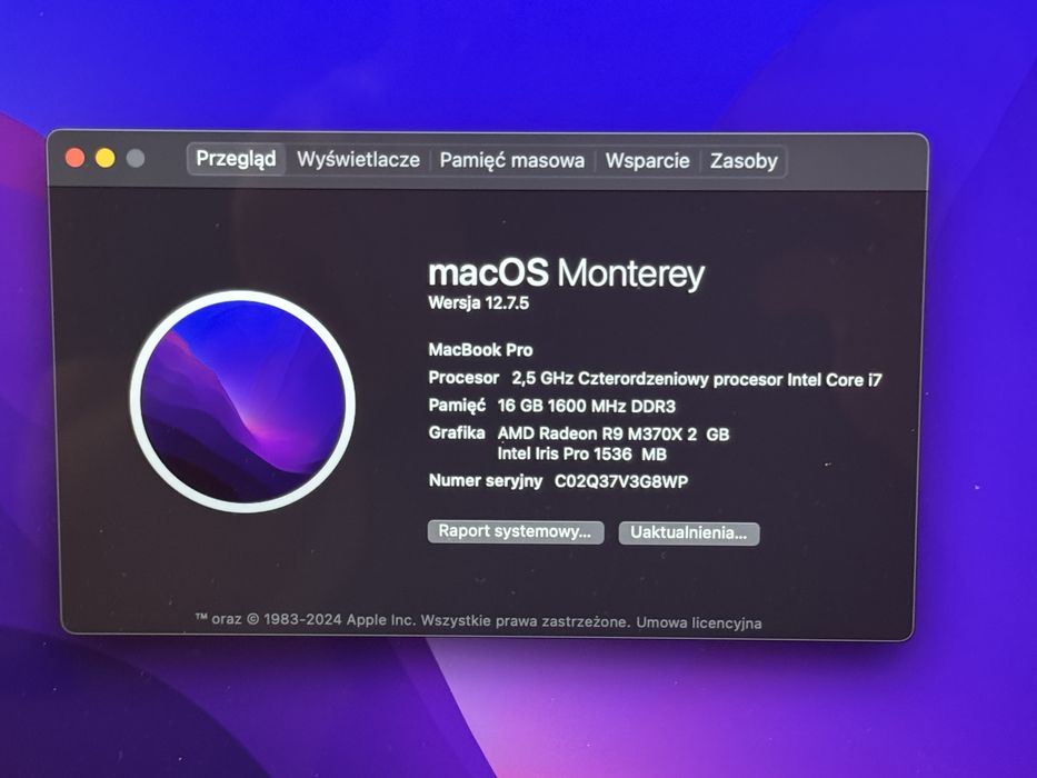 Apple MacBook Pro A1398 15inch i7 2.5GHz/16GB/512GB