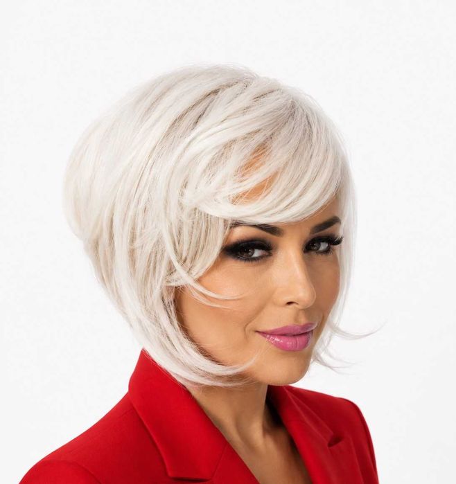 Topper siwy syntetyczny termoodporny Sewilla lace  w kolorze mlecznej platyny-Salon peruk Kraków