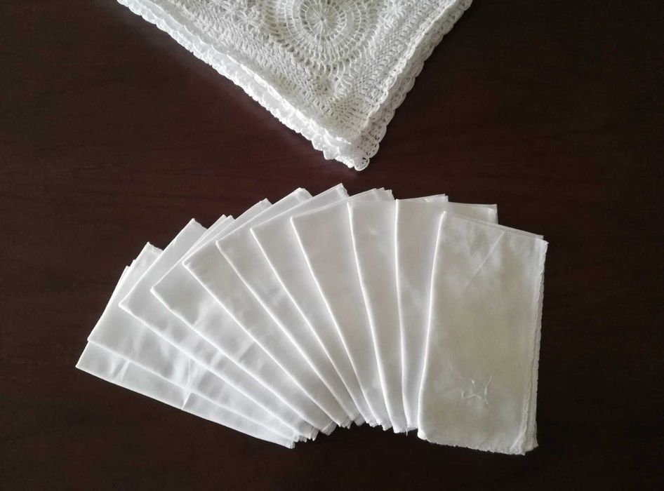 Toalha de mesa em crochet e bordados à mão com 11 guardanapos
