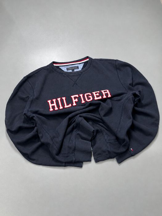 Tommy Hilfier Vintage Granatowa Bluza z Okraglym Dekoltem M