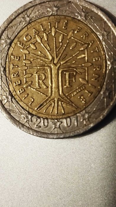 Moeda de 2€ francesa de 2001 (com erros de cunhagem)