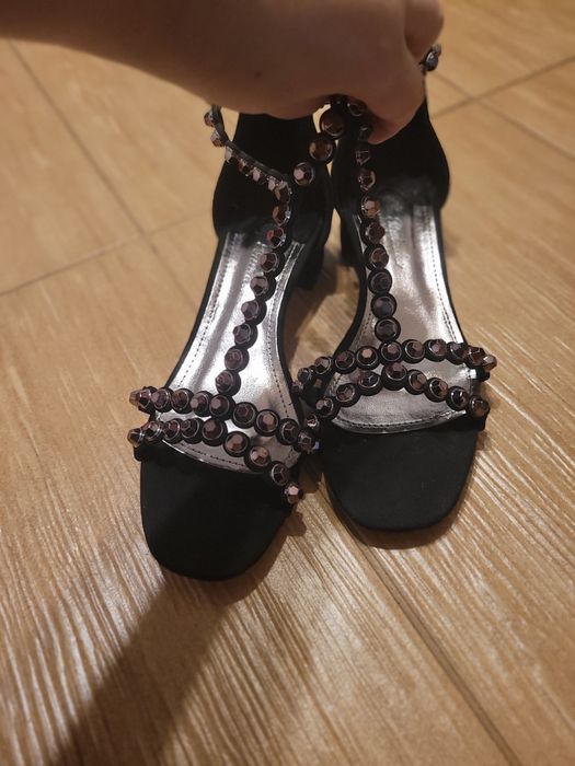 Buty na koturnie Sylwester błyszczące
