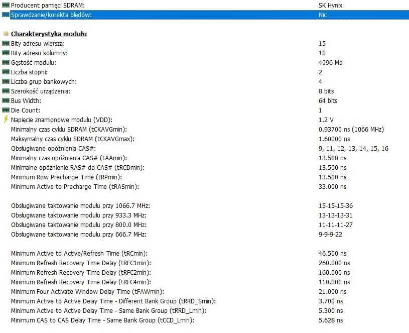 Pamięć Ram (4x8) 32gb DDR4 SKHynix 2133