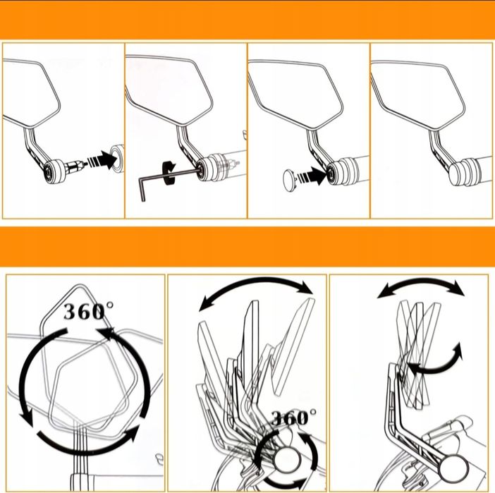 Rowerowe Lusterko lewe Uniwersalne 360°