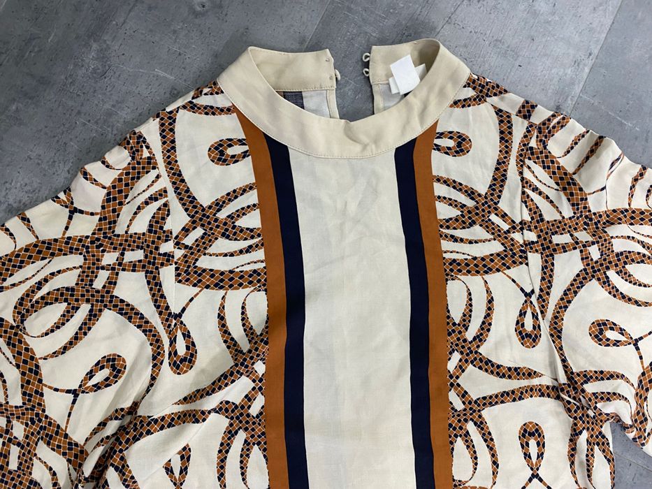 H&M Richard Allan 34 bluzka tunika beżowa wzory