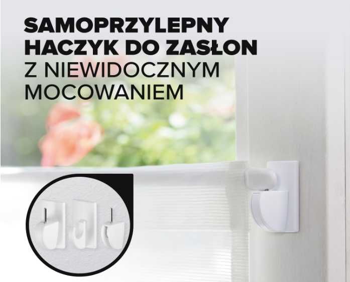 Tesa Powerstrips Haczyki Białe 2w1 4 sztuki do firanek, karniszy