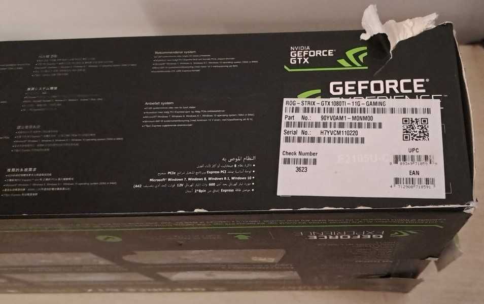 Проблемна  відеокарта Asus Rog Strix GTX1080TI 11Gb Gaming