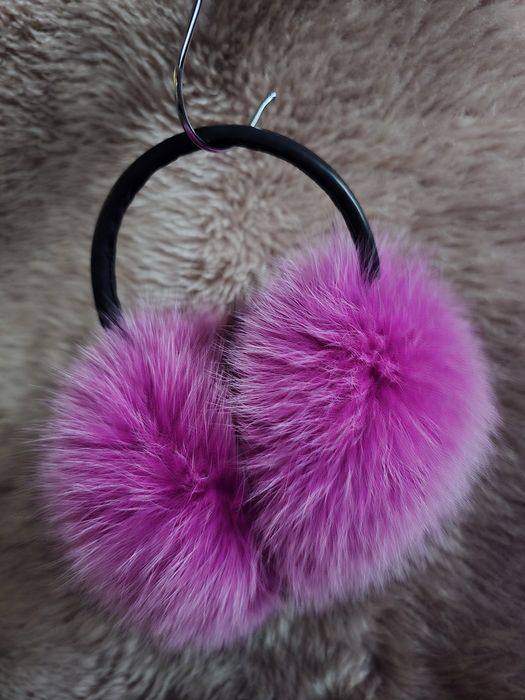 Nowe nauszniki z naturalnym futrem lisa bogate puszyste piękne