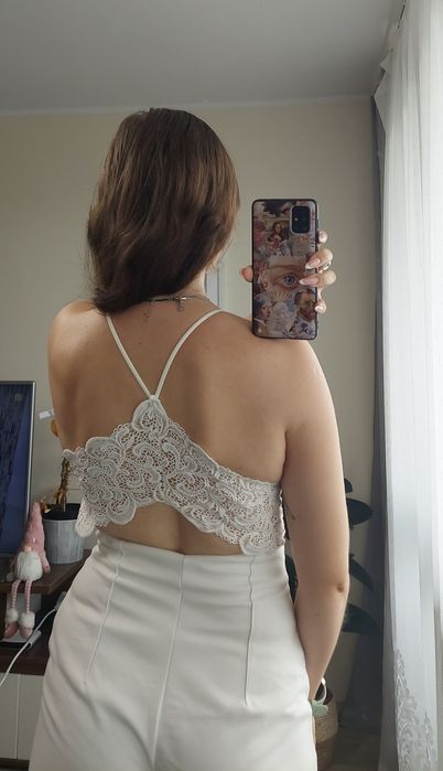 Nowe body Missguided 34 XS koronka odkryte plecy ozdoby dekolt halter