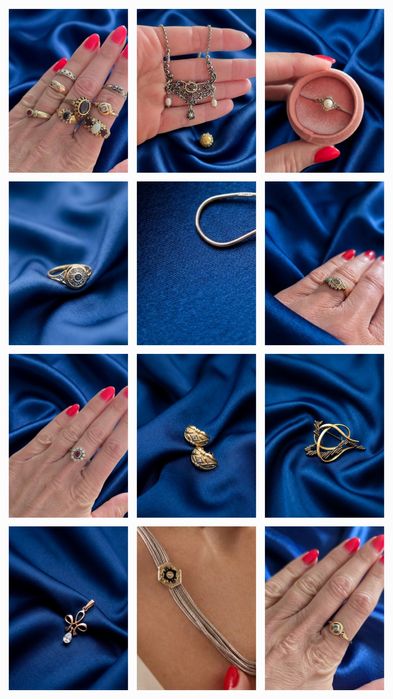 Biżuteria złota, antyk, zestaw złoto, kolczyki