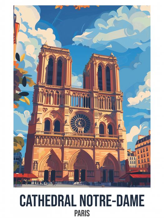 Plakat 15x20cm Cathedral Notre-Dame