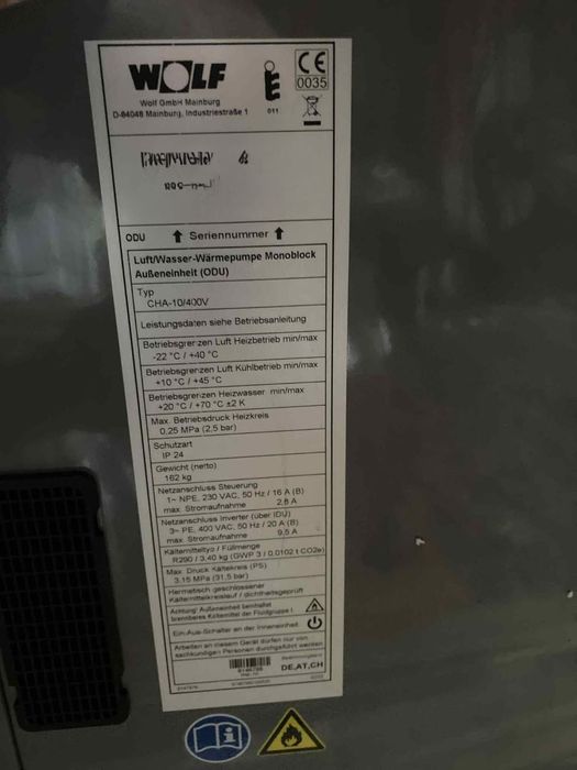 Pompa ciepła wolf cha 10/400