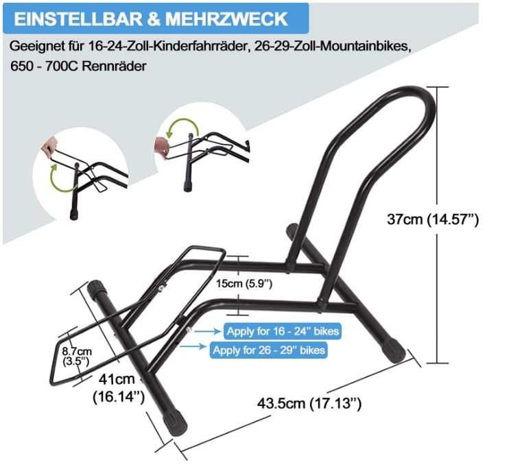 Stojak na rower, pasuje do rowerów w rozmiarze opon 16"-29"