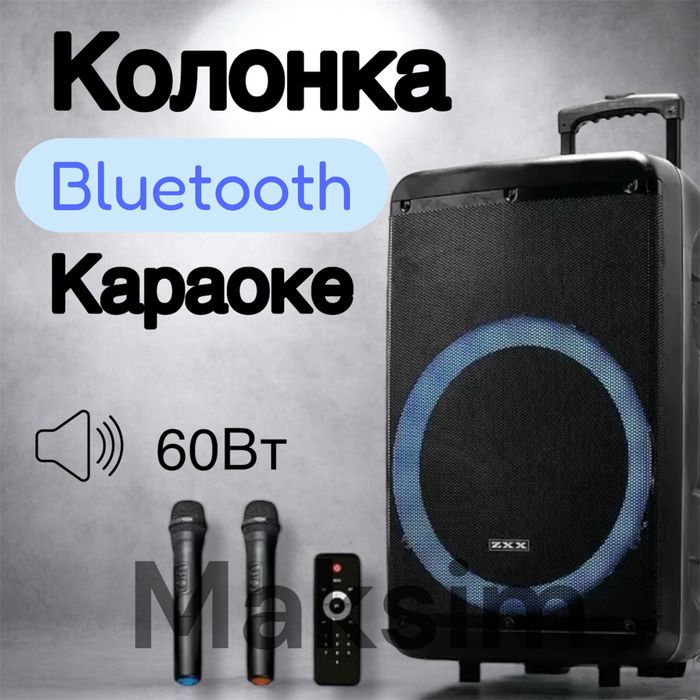 Колонка ZXX-7676 60Вт 12" 59х36х30см потужна колонка караоке мікрофон