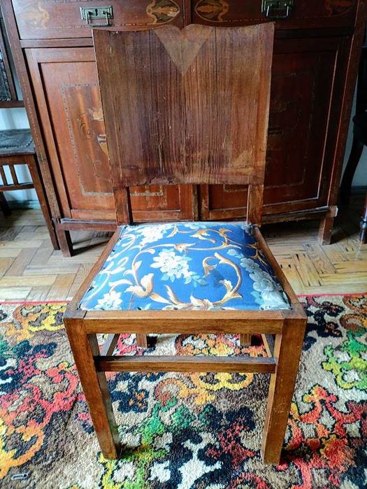 Cadeira madeira 1930 art déco com assento estofado para restauro