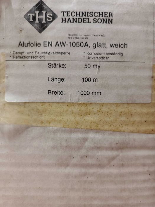 Folia aluminiowa gładka 0,05mm x 1000mm (100m2)