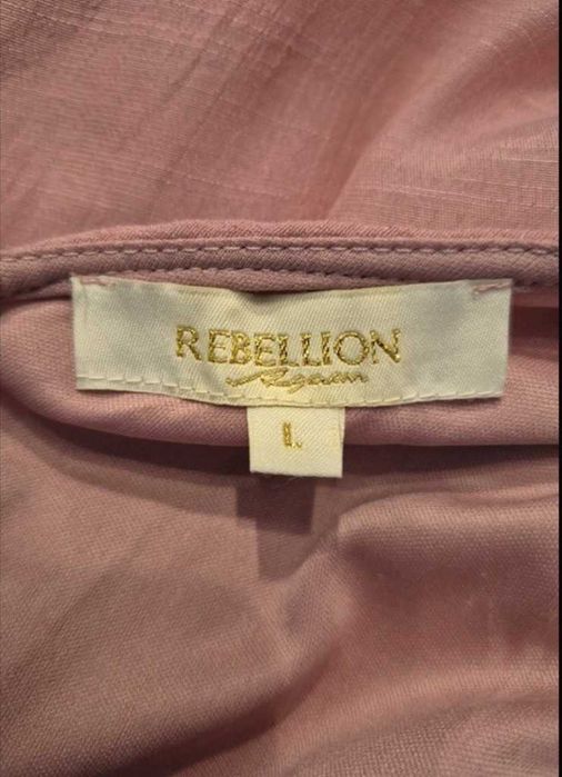 Sukienka maxi Rebellion, pudrowy róż, koronka boho L/40