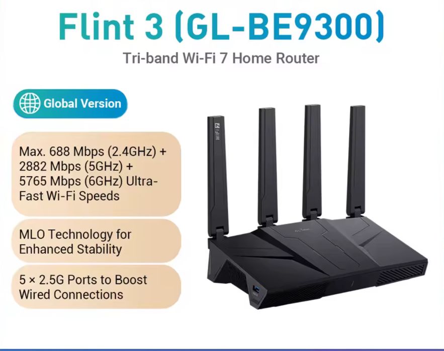 GL.iNet Flint 3 BE9300 WIFI 7
