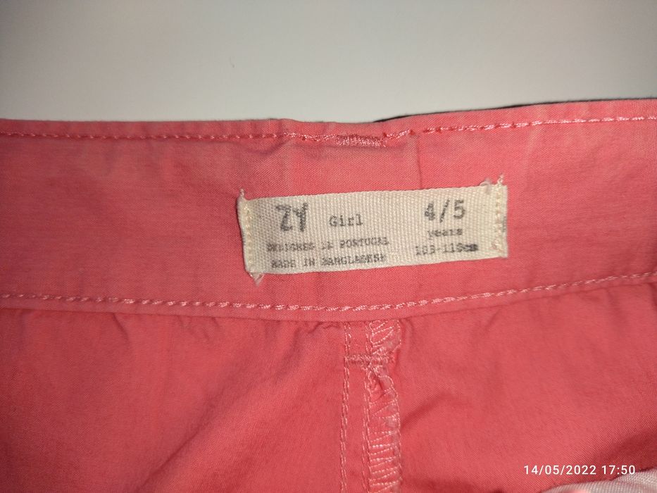 Calção de menina, cor de rosa, tamanho 4/5 anos em ótimo estado