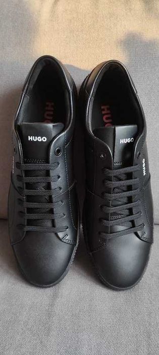 Nowe, skórzane sneakersy Hugo męskie czarne, r. 42