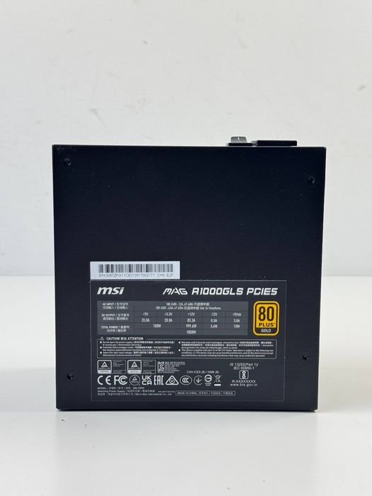 Блок живлення MSI MAG A1000GLS PCIE5 1000W (ATX, 1000 Вт, 80 PLUS Gold, повністю модульний)