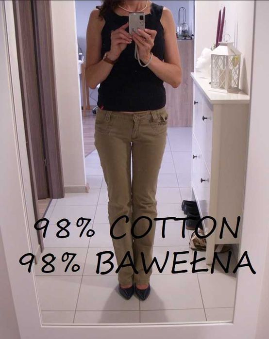 Spodnie jeansowe khaki biodrówki 36 S