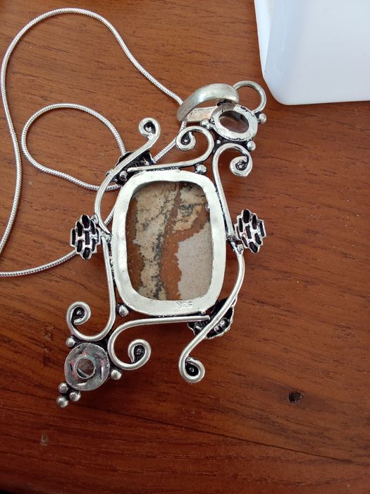 Fio em Prata Handmade com Pingente C/ Jaspe Paisagem