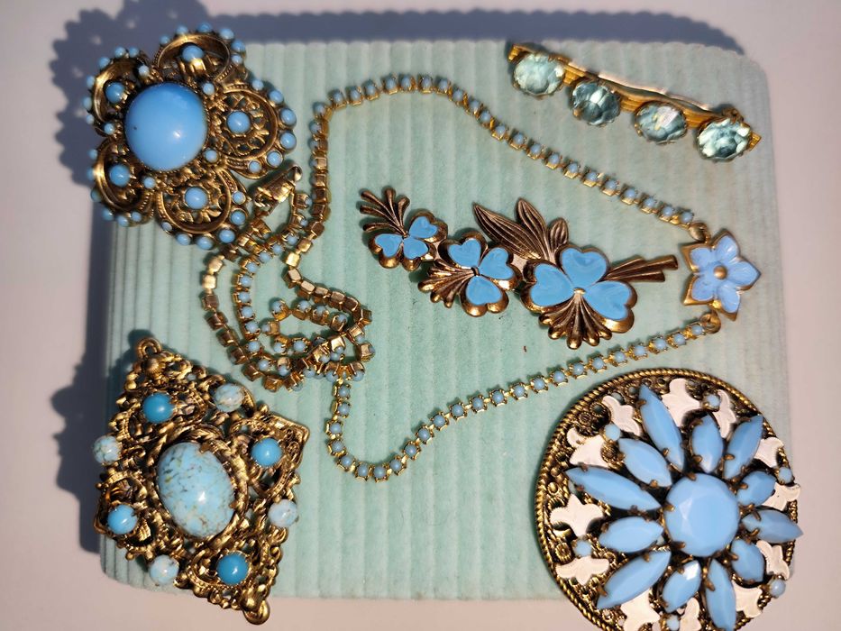 Брошь винтаж Чехия, бусы, брошка янтарная клипсы, кулон серьги браслет