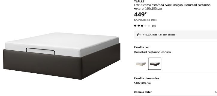 Cama com arrumacao + cabeceira, ikea tjälle