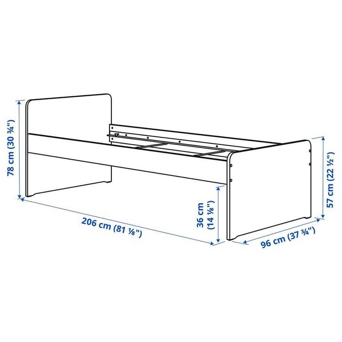 Cama de solteiro IKEA SLÄKT com estrado e manual de instruções