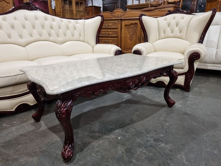 komplet wypoczynkowy ze skóry stolik ława kanapa 2 fotele