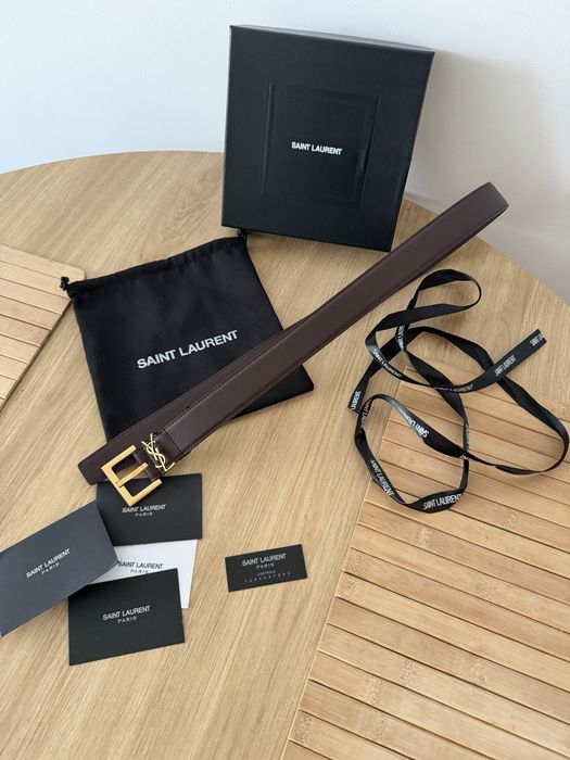 Pasek YVES Saint Laurent YSL Pasek do spodni Chocolate Czekoladowy
