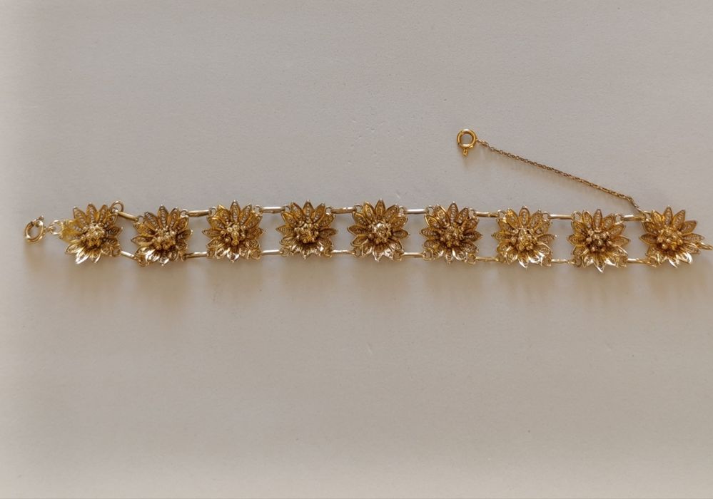Pulseira vintage de prata dourada