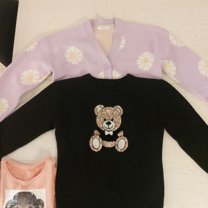 Sweter czarny miś sweter rozm. 140 zestaw