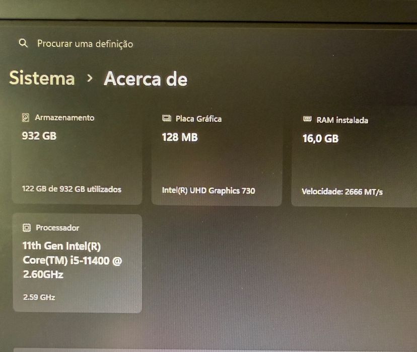 PC Desktop i5 11.ª Geração | 16GB RAM | 1TB SSD NVMe | Windows 11 Pro