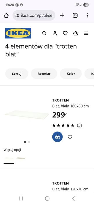 Ikea biurko z regulacją Trotten
