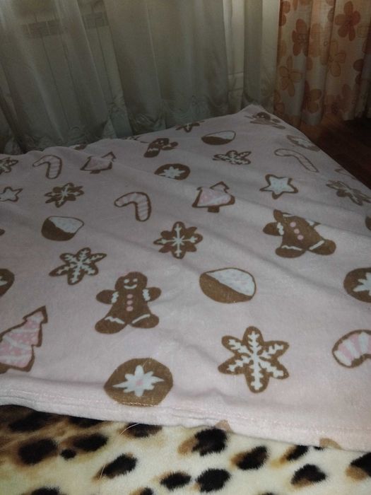 Ковдра флісова новорічна рожева Одеяло детское 180х120