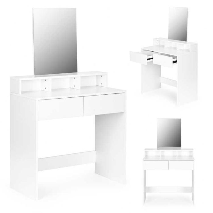 NOWA Biała Toaletka Z Dużym Lustrem Dla Dziewczynki Biurko Komoda FV