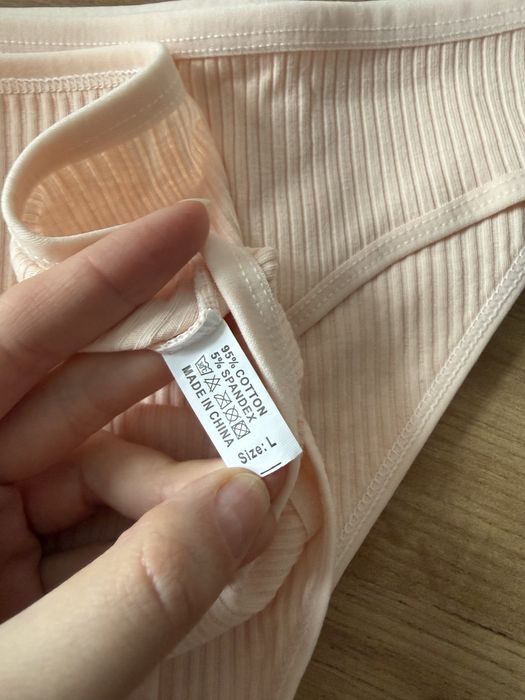 Majtki bawełniane prążkowane 5 sztuk pudrowy róż